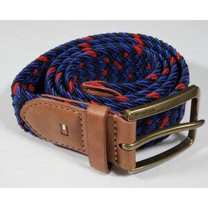 Tommy Hilfiger Belt Blue Men's Medium 36/90 Preppy Woven Fabric Web